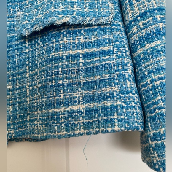 J.McLaughlin Blossom Tweed Jacket Collared Blazer Silk Blue Size 4 - Picture 3 of 5